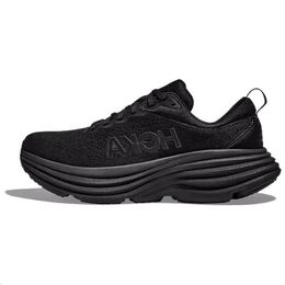 Hoka One One Кроссовки Bondi 8 с амортизацией, противоскользящие, дышащие, низкие, для марафона, женские, черные 1127952-bblc(宽) | black/black