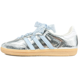 Adidas Кроссовки для скейтбординга SAMBA OG с противоскользящей подошвой, износостойкие, женские, серебристо-синие jr0035(team636-蓝韵蕾丝) | silver blue