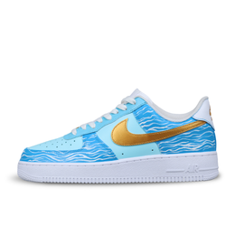 Nike Кроссовки Air Force 1 By The Seine River с низким верхом, противоскользящие, амортизирующие, для скейтбординга, унисекс, синие, белые, золотые cw2288-111(team1059-塞纳河畔) | blue white gold
