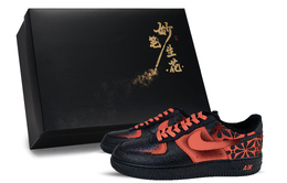Nike Кроссовки для скейтбординга Air Force 1, унисекс, низкие, оранжевые cw2288-001(team171-万重花影橙s-box） | black orange