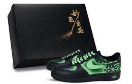 Кроссовки для скейтбординга Air Force 1 Low Top унисекс, черно-зеленые Nike, Black Green cw2288-001(team171-万重花影绿s-box） | black green