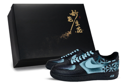 Nike Кроссовки для скейтбординга Air Force 1 Low Top унисекс, черно-синие cw2288-001(team171-万重花影蓝s-box） | black blue