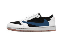 Jordan Баскетбольные кроссовки Travis Scott x Air 1 Low Top Vintage Unisex White Black Blue dz4137-700(team958-白蓝倒钩7.0low) | white black blue