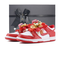 Nike Кроссовки для скейтбординга Dunk Anti Slip, износостойкие, низкие, унисекс, красные, белые hf5441-104（team1253-婚鞋挂坠） | red white
