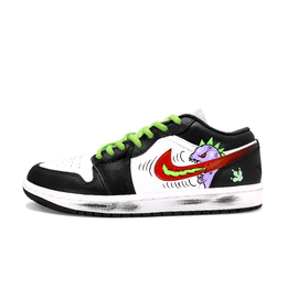 Jordan Баскетбольные кроссовки Air 1 Low Top Vintage унисекс, черные, белые, фиолетовые 553558-165(team134-暗黑哥斯拉紫) | black white purple