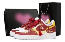 Nike Кроссовки Air Force 1 Air Force 1, Heart Lock, нескользящие, легкие, низкие, женские, красные dd8959-100(team1171-心锁-礼盒） | scarlet