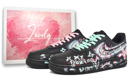 Nike Кроссовки Air Force 1 с низким верхом, устойчивые к истиранию, для скейтбординга, унисекс, розовые, голубые cw2288-001(team1353-暗夜佳人男女款粉青) | pink cyan (shopping bag)
