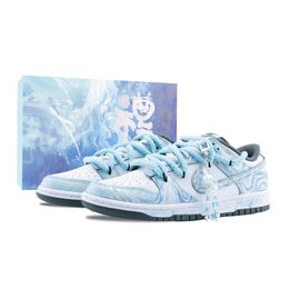 Nike Кроссовки для скейтбординга Dunk Summer Blue Bell с противоскользящим покрытием, износостойкие, унисекс, белые, синие dv0833-111（team626-夏日蓝风铃-sbox） | white blue (special box)