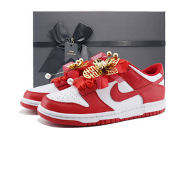 Nike Кроссовки для скейтбординга Dunk LOW Retro с антискользящим покрытием, износостойкие, унисекс, красные, белые hf5441-104（team1253-红box） | red white