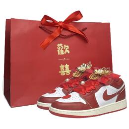 Jordan Баскетбольные кроссовки Air 1 GS Power Wall E Wear Resistant Balance Low Top Vintage, женские, красные fj3465-160（team531-笙箫和鸣box） | red