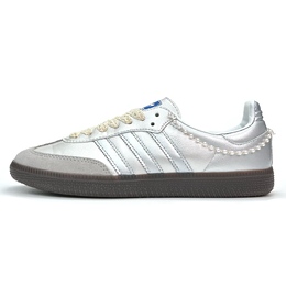 Adidas Кроссовки для скейтбординга SAMBA OG с противоскользящим покрытием, износостойкие, унисекс, серебристо-белые b75806（team1188-少年成名） | silver white