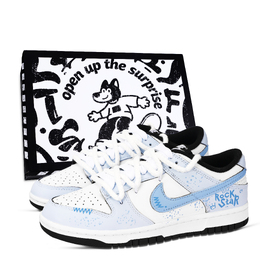 Nike Кроссовки для скейтбординга Dunk Black White, Rock Yellow Crown, устойчивые к истиранию, сине-белые, унисекс hf5441-100（team971-摇滚黄冠鞋盒） | blue white