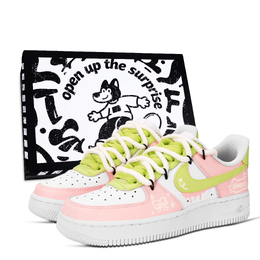 Nike Кроссовки Air Force 1 Sweet Yarn Knot, износостойкие, низкие, для скейтбординга, унисекс, зеленые, оранжевые, белые dd8959-100（team971-甜絮结语鞋盒） | green orange white