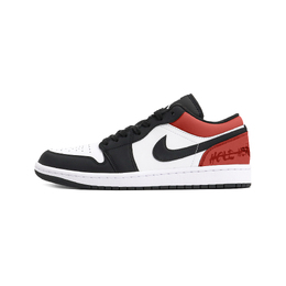 Jordan Баскетбольные кроссовки Air 1 Anti Slip с низким верхом, износостойкие, унисекс, черные 553558-043(team578-烈焰星云) | black