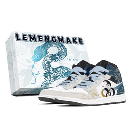 Jordan 1. Износостойкие и нескользящие винтажные баскетбольные кроссовки Joy Lemon среднего размера, унисекс, бежево-синие dq8426-001(team778-青蛇狩猎s-box) | beige blue