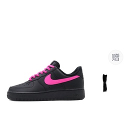 Nike Кроссовки для скейтбординга Air Force 1 Low Top унисекс, черные, розовые cw2288-001（team91-黑武士 玫红细麻） | black pink