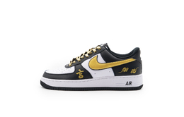 Nike Кроссовки Air Force 1 с низким верхом, амортизирующие, противоскользящие, износостойкие, для скейтбординга, унисекс, черные, белые, золотые dv0788-001（team719-熊猫金蛇） | black white gold
