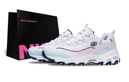 Skechers Кроссовки D'LITES 1.0 Little Pink Bear, универсальные, массивные, с нескользящей подошвой, женские, белые, розовые 99999863-wnv(team635-小粉熊box） | white pink-shopping bag