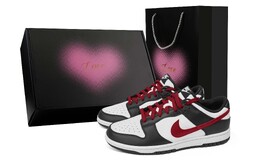 Nike Кроссовки для скейтбординга Dunk Autumn Begonia Heart Box с противоскользящим покрытием, износостойкие, унисекс, черные, белые, красные dd1391-100(team529-秋海棠爱心礼盒) | black white red