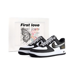 Nike Кроссовки для скейтбординга Air Force 1, унисекс, низкие, белые dv0788-001(team384-墨灰金蛇s) | black white gray