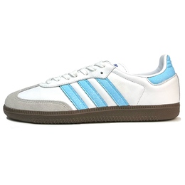 Adidas Кроссовки немецкой армии SAMBA OG с низким верхом, унисекс, белые/синие/серые b75806（team801-风吹麦田） | white blue gray