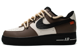 Nike Кроссовки Air Force 1 Black Snake с нескользящей подошвой для скейтбординга унисекс, черные, белые, коричневые cw2288-001(team98-男女款黑蛇) | black white brown