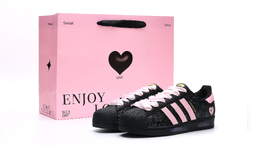 Adidas Кроссовки для скейтбординга Superstar, унисекс, низкие, черные, розовые eg4959(team717-星空心语no.1) | black