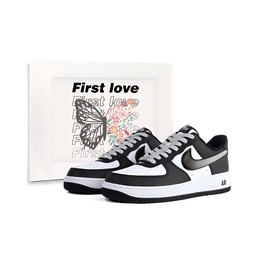 Nike Кроссовки для скейтбординга Air Force 1, унисекс, низкие, белые dv0788-001(team384-墨灰星光s) | black white gray