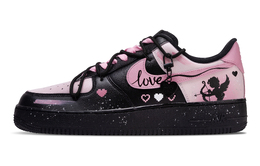 Nike Кроссовки Air Force 1 The Wing Of Cupid с низким верхом, устойчивые к истиранию и скольжению, унисекс, черно-розовые cw2288-001(team691-丘比特之翼) | black pink