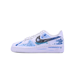 Nike Кроссовки для скейтбординга Air Force 1, унисекс, низкие, белые cw2288-111(team779-十二星座 简版双鱼座） | white blue