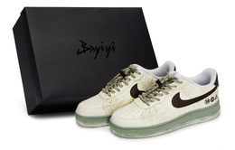 Nike Кроссовки для скейтбординга Air Force 1, унисекс, низкие, бежевые/коричневые/зеленые cw2288-111(team80-男女山路竞速s-box) | beige brown green