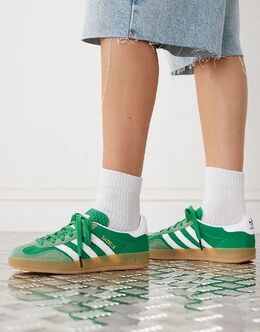 Кроссовки Adidas Gazelle Indoor в зелено-белом цвете 135227861 | green