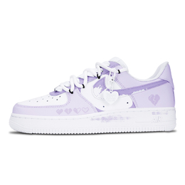 Nike Кроссовки для скейтбординга Air Force 1 Heart Pixel с противоскользящим покрытием, износостойкие, женские, светло-лавандовые dd8959-100(team883-爱心像素) | light lavender
