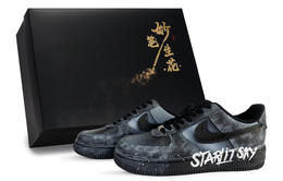 Nike Кроссовки для скейтбординга Air Force 1 Aurora Moon Shadow, износостойкие, низкие, унисекс, черные, белые, серые cw2288-001(team171-极光月影s-box） | black white gray