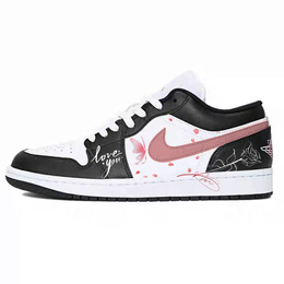 Jordan Баскетбольные кроссовки Air 1 Vintage, унисекс, низкие, розовые/черные 553558-165(team56-蝶恋花) | black