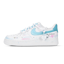 Nike Кроссовки Air Force 1 с антискользящим покрытием, износостойкие, низкие, для скейтбординга, унисекс, небесно-голубые dd8959-100(team883-英文字) | sky blue