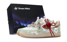 Nike Кроссовки для скейтбординга Air Force 1 Spring Cherry Blossom-Black Box с антискользящим покрытием, износостойкие, женские, светло-зеленые hv5990-172(team683-春日樱花黑礼盒) | light green