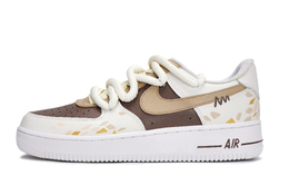 Nike Кроссовки Air Force 1 с искусственным цветком, устойчивые к износу, с низким верхом, для скейтбординга, унисекс, белые, коричневые cw2288-111(team171-男女同款岁岁有年年) | white brown