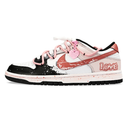 Nike Кроссовки для скейтбординга Dunk с противоскользящим и износостойким дышащим верхом, унисекс, розовые, белые dd1391-100(team883爱意涂鸦） | pink white