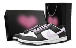 Nike Кроссовки для скейтбординга Dunk No Small Worries Heart Box с нескользящей подошвой, унисекс, черные, белые, фиолетовые dd1391-100（team773-无小忧-爱心礼盒） | black white purple