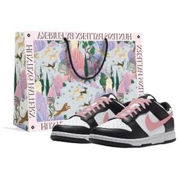 Nike Кроссовки для скейтбординга Dunk Pink Cool Girl с нескользящей подошвой, износостойкие, женские, черно-розовые dd1503-101（team1020-粉酷女孩sbox） | black pink