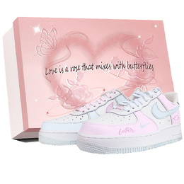 Nike Легкие низкие кроссовки для скейтбординга Air Force 1 женские, розовые, синие ih0640-161（team1007-清凉一夏s-box) | pink blue