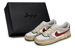 Nike Кроссовки для скейтбординга Air Force 1, унисекс, низкие, красные/коричневые/зеленые cw2288-111(team80-男女款脏脏包s-box) | red brown green