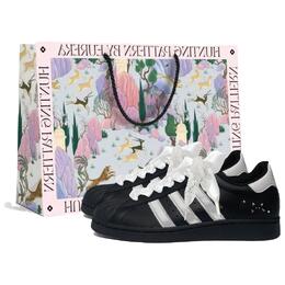 Adidas Кроссовки для скейтбординга SUPERSTAR Moonlit Years с антискользящим покрытием, износостойкие, низкие, унисекс, серебристо-черные eg4959（team1020-月影年华sbox） | silver black