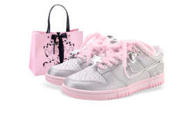 Nike Кроссовки для скейтбординга Dunk, женские, низкие, розовые/серебристые/белые hm3698-006(team889-千禧芭比礼袋款) | silver pink (special shopping bag)