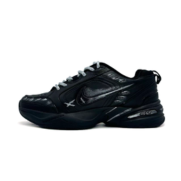 Nike Кроссовки Air Monarch 4 Silver Dark Harbor с антискользящим покрытием, износостойкие, низкие, массивные, унисекс, черно-серебристые 415445-001（team275-银暗港） | black silver