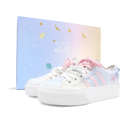 Adidas Низкие износостойкие кроссовки для скейтбординга Nizza Platform Unisex, цвет синий розовый fv5322（team134-樱花海礼盒） | blue pink