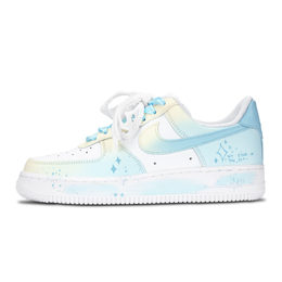 Nike Кроссовки Air Force 1 Star Spots с антискользящим покрытием, низкие, износостойкие, для скейтбординга, женские, синие dd8959-100(team883-星星点点) | blue