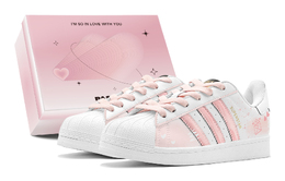 Adidas Кроссовки для скейтбординга Superstar, унисекс, низкие, белые eg4958(teams2-爱心情书s-box) | pink