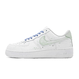 Nike Кроссовки Air Force 1 с изменяющимся цветом и благоприятными облаками, противоскользящие, износостойкие, низкие, для скейтборда, унисекс, белые, зеленые cw2288-111(team861-变色祥云) | white green